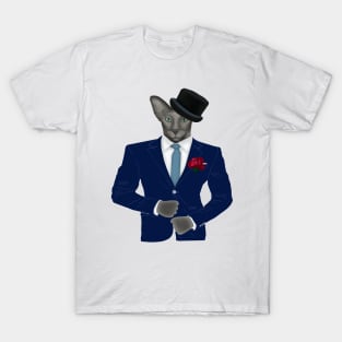 Gentleman Cat in suit, hats and with flowers T-Shirt